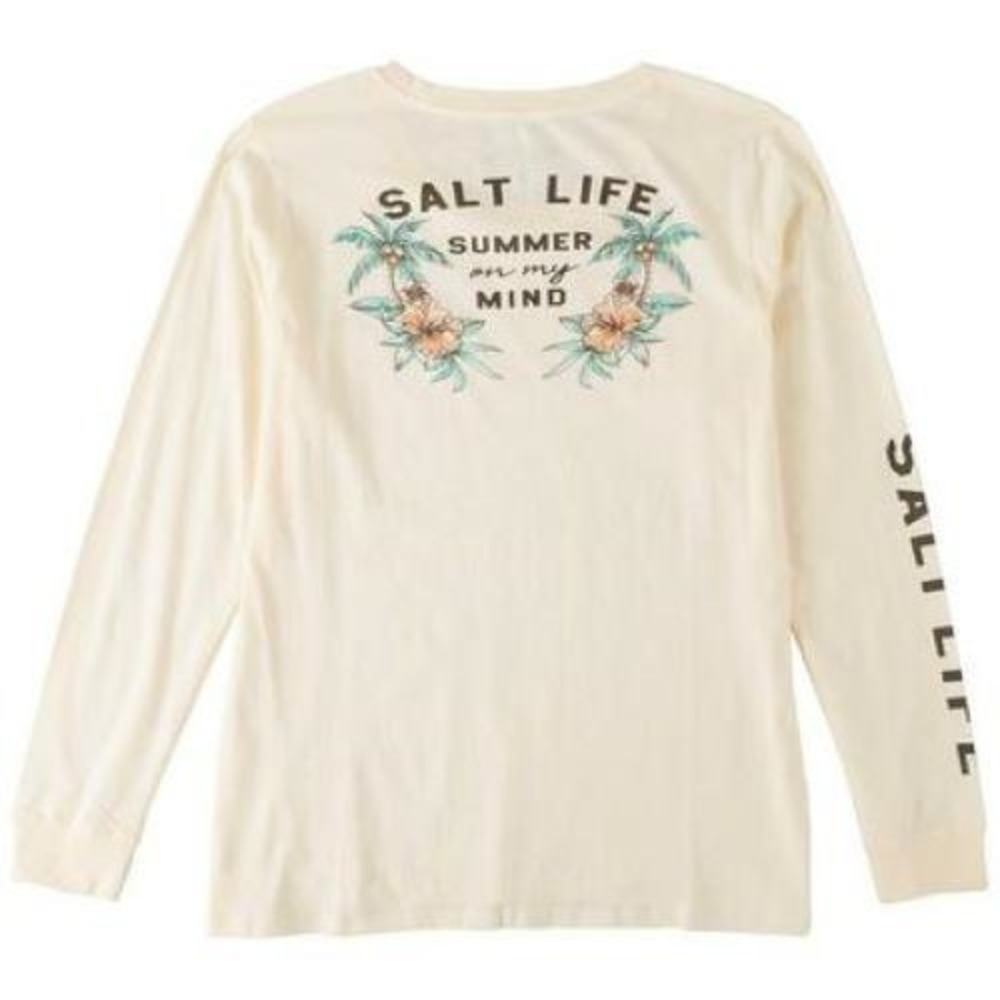 Salt Life Summer on My Mind Shirt Womens Cream Crewneck Long Sleeve Top - XL NWT